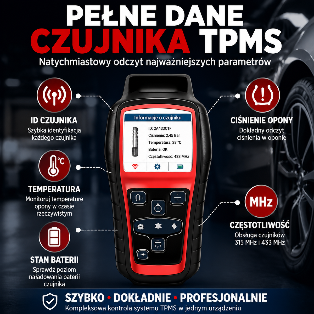 Professional TPMS Tester for Tire Pressure Sensors