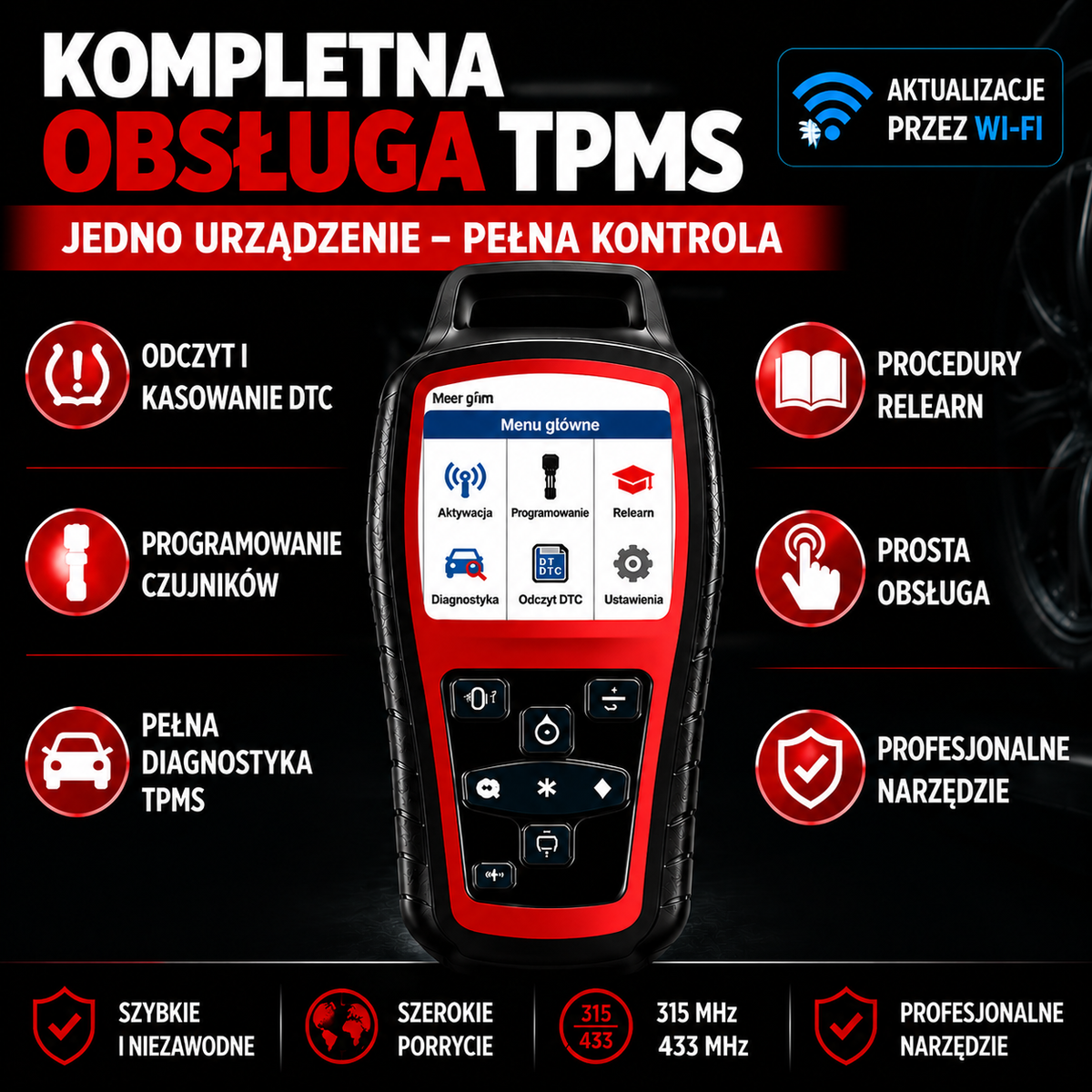 Professional TPMS Tester for Tire Pressure Sensors